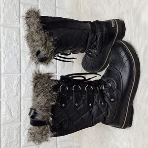 SOREL Black Tofino II Waterproof Winter Fur Boots
